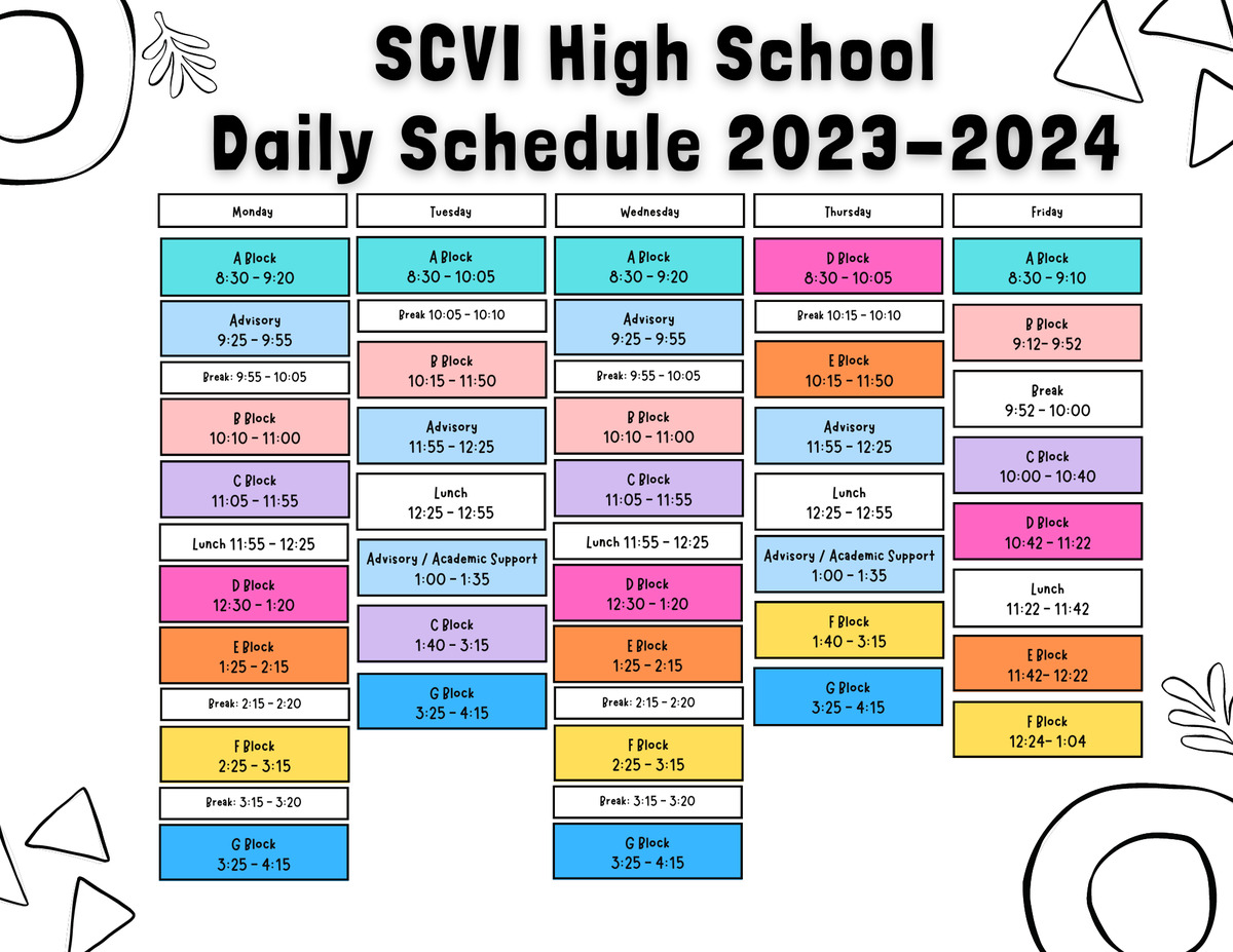 SCVi High School Schedule