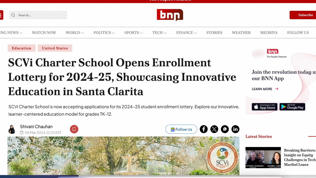 SCVi Charter School Opens Enrollment Lottery for 2024-25, Showcasing Innovative Education in Santa Clarita BNN