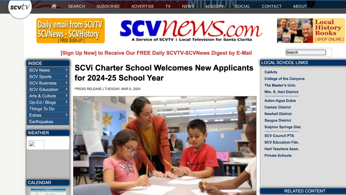 SCVi Charter School Welcomes New Applicants for 2024-25 School Year - SCV News