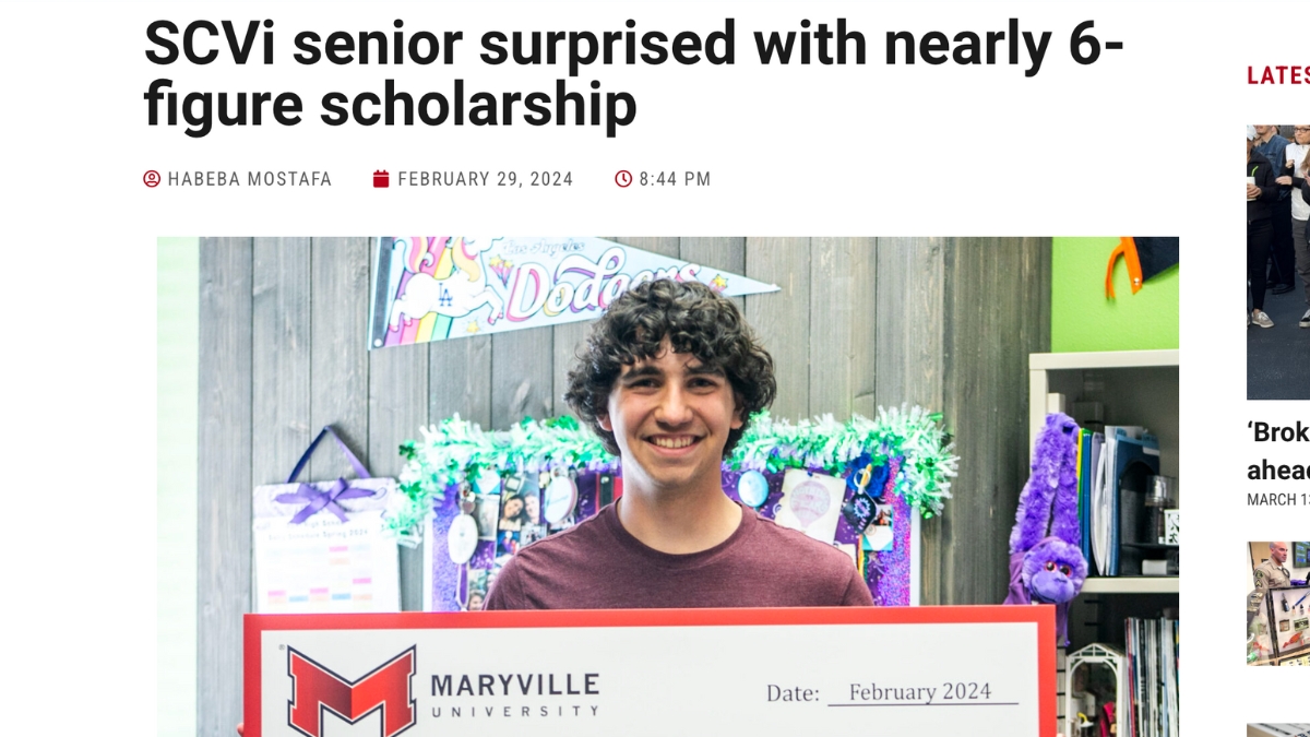 SCVi senior surprised with nearly 6-figure scholarship - Signal