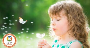 child butterfly dandelion